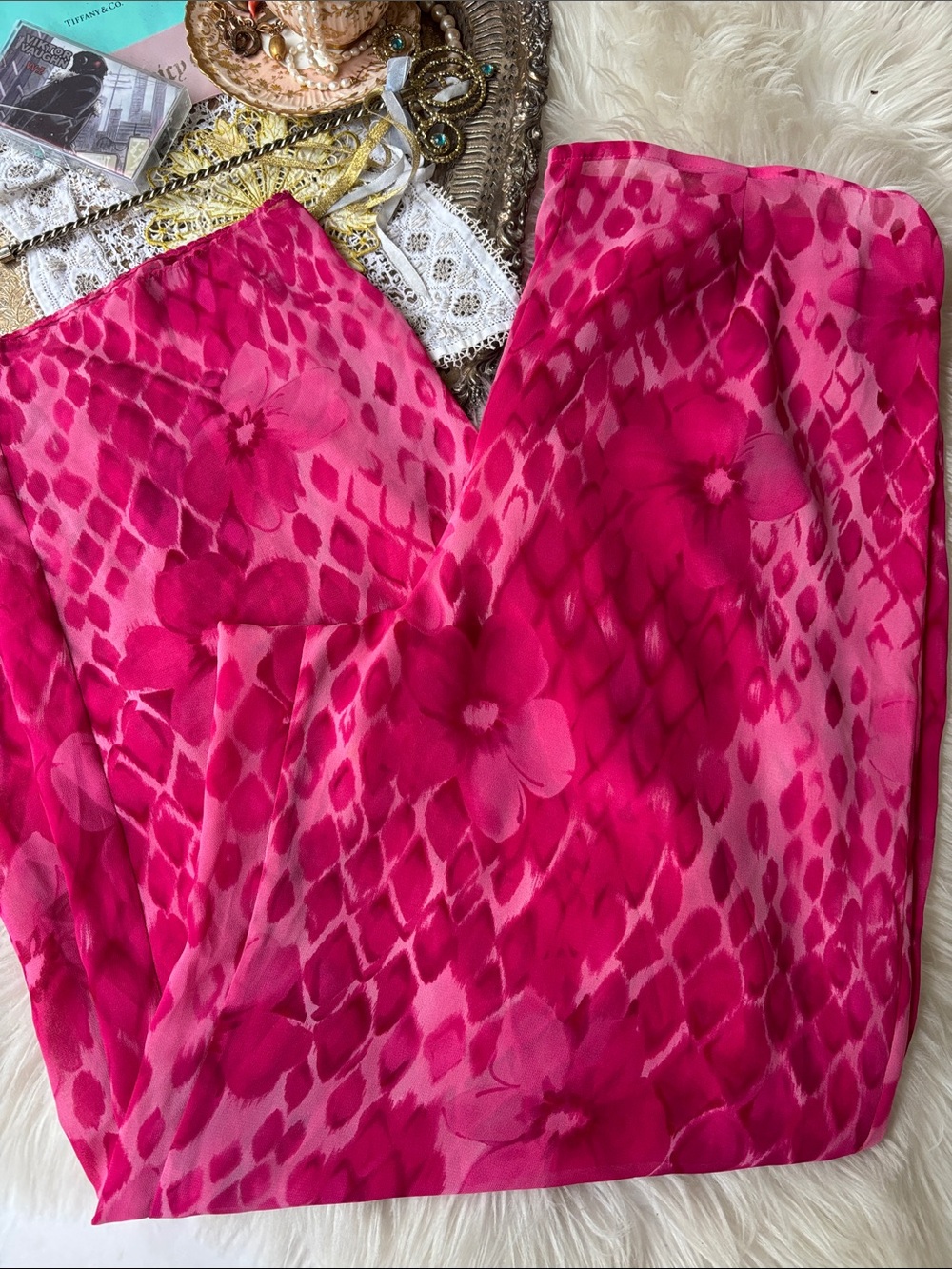 Vintage Victorias Secret Y2K Pink Hot Pant Floral Animal Print Pink Rare L Sheer